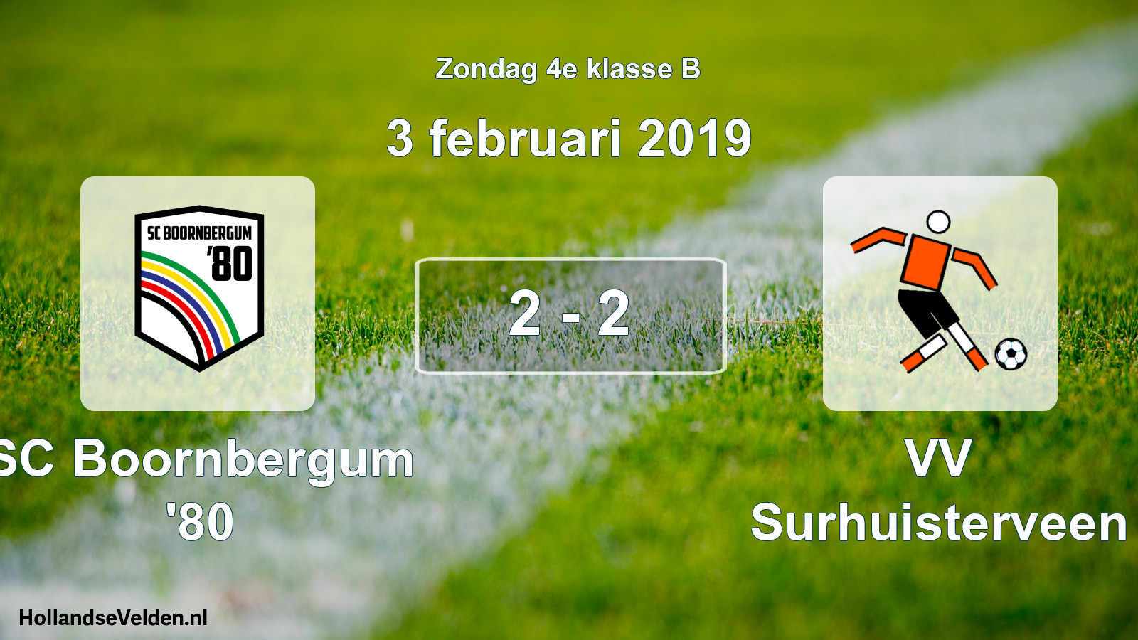 Total number of matches played: SC Boornbergum '80 - VV Surhuisterveen 2 - 2 (3 February 2019)
