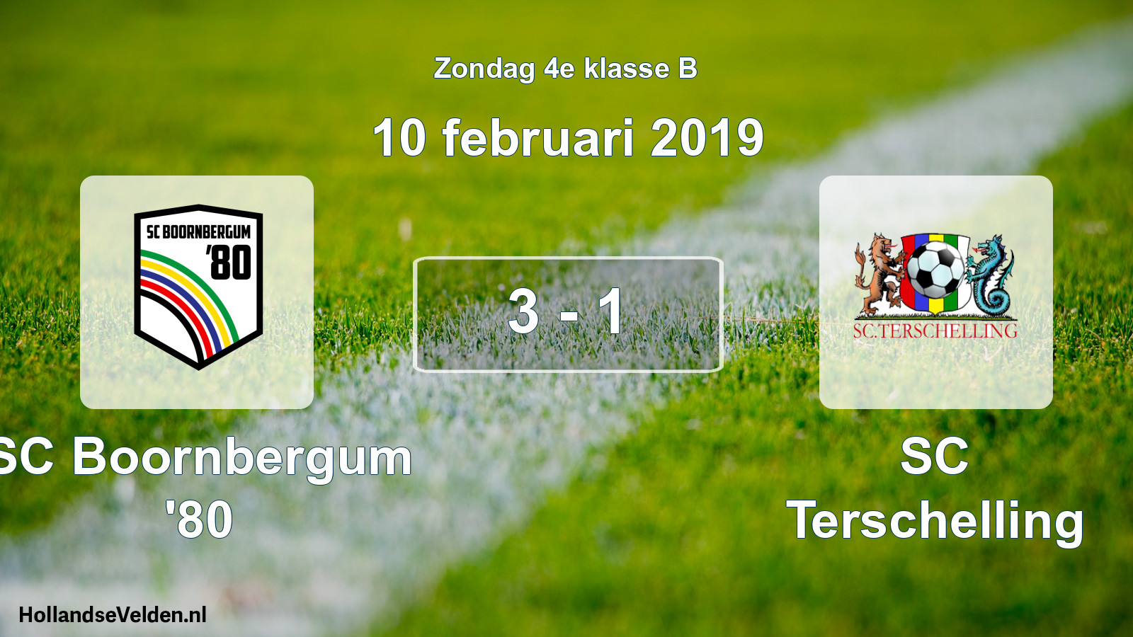 Total number of matches played: SC Boornbergum '80 - SC Terschelling 3 - 1 (10 February 2019)