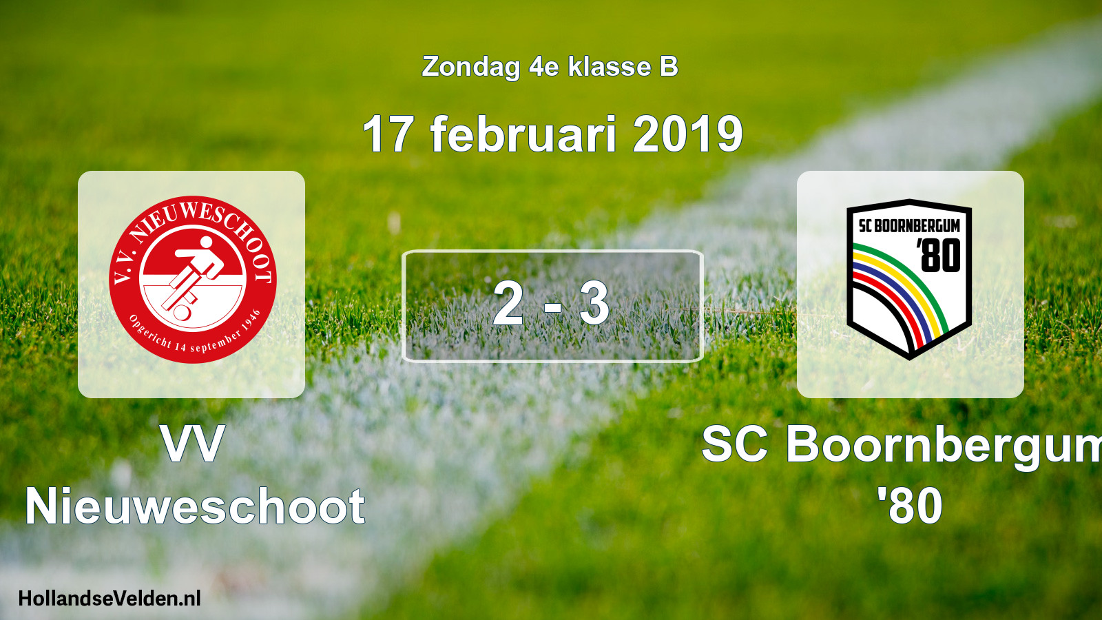 Total number of matches played: VV Nieuweschoot - SC Boornbergum '80 2 - 3 (17 February 2019)