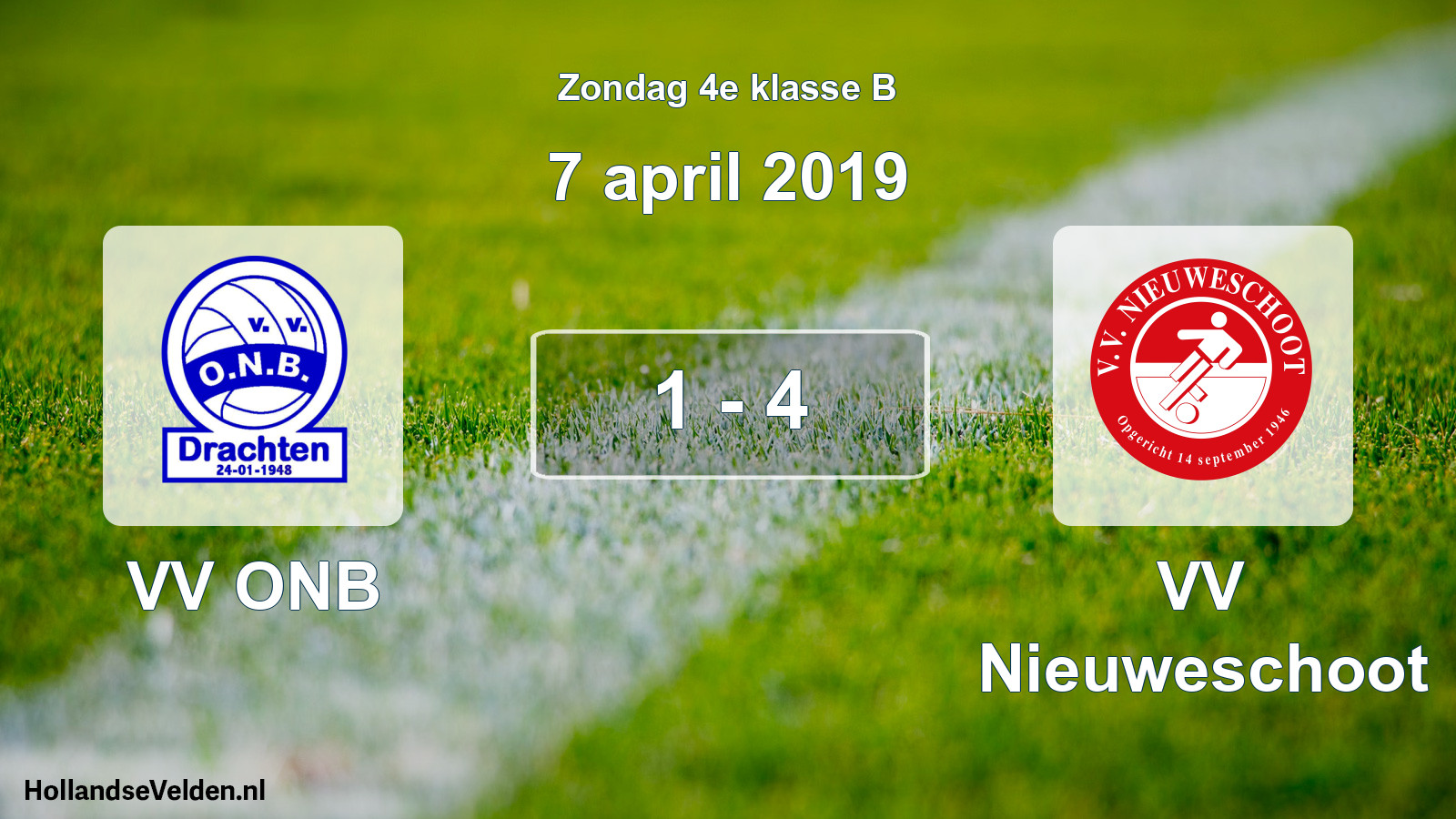 Total number of matches played: VV ONB - VV Nieuweschoot 1 - 4 (7 April 2019)