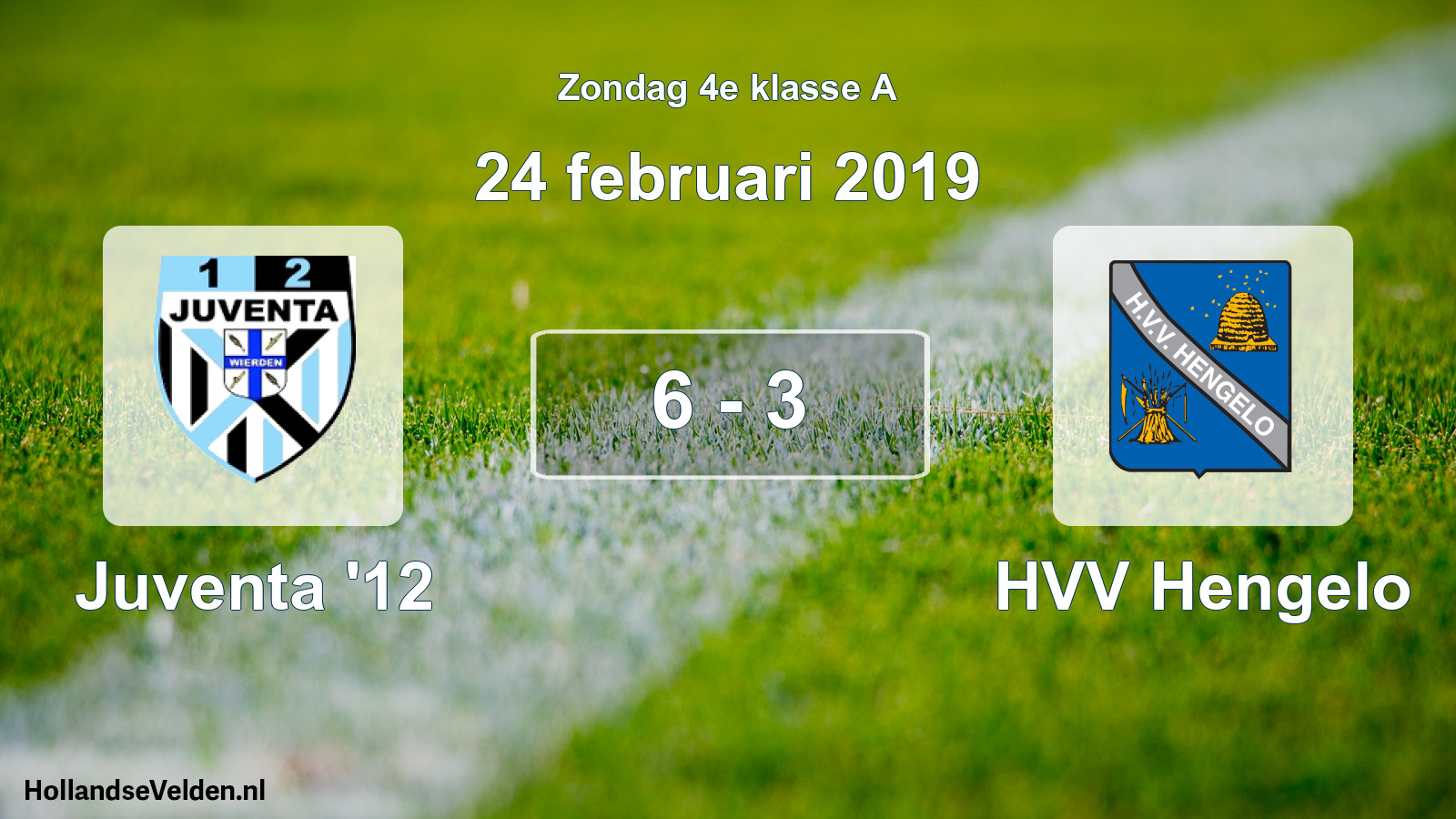 Total number of matches played: Juventa '12 - HVV Hengelo 6 - 3 (24 February 2019)