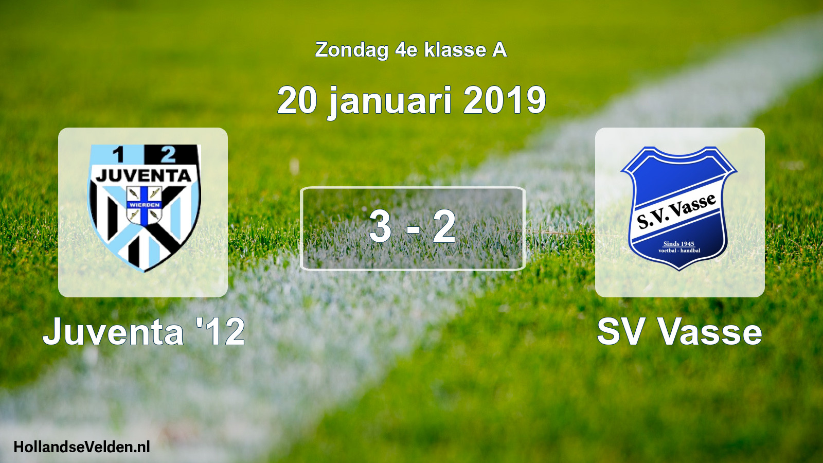 Total number of matches played: Juventa '12 - SV Vasse 3 - 2 (20 January 2019)