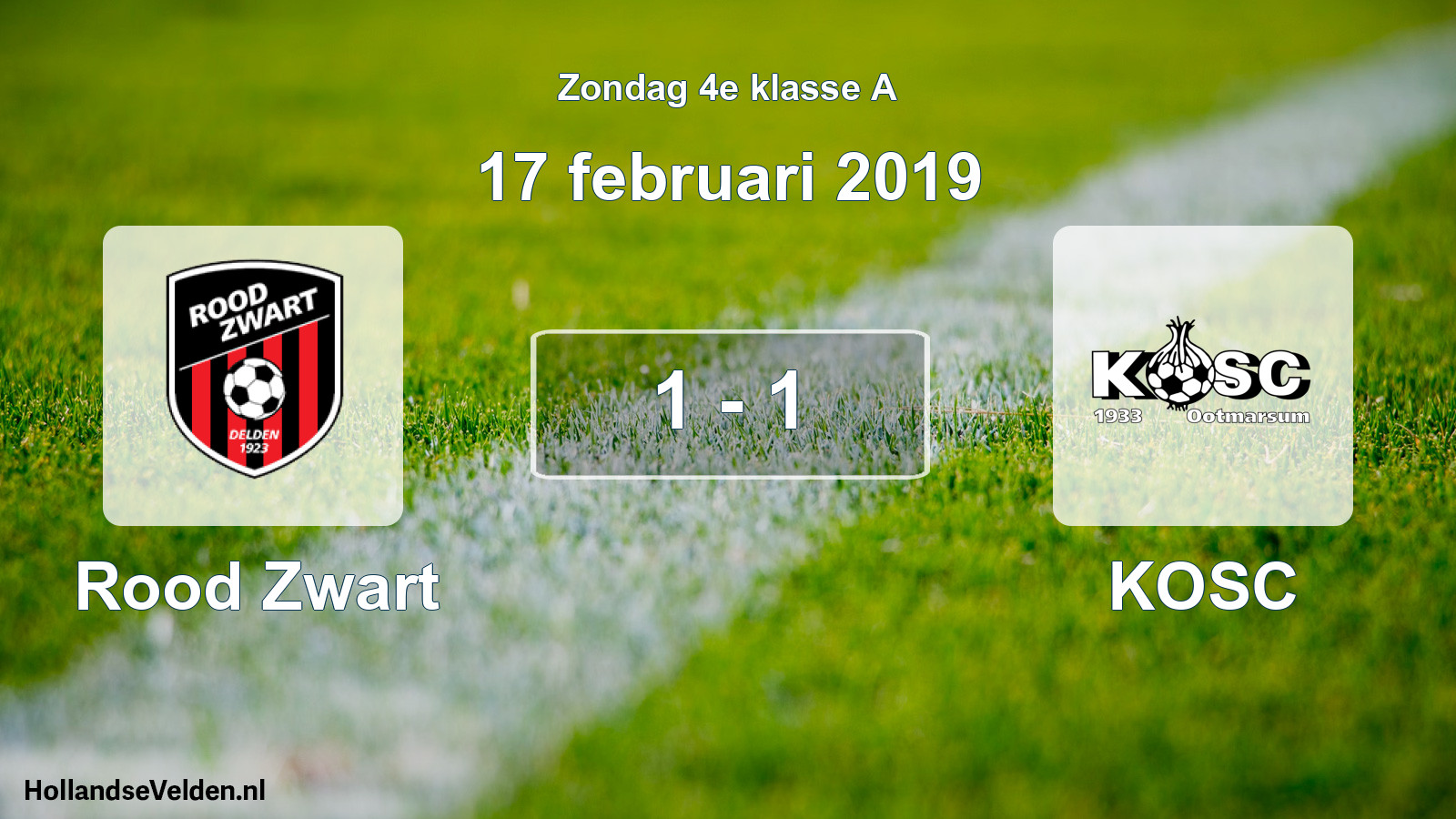 Total number of matches played: Rood Zwart - KOSC 1 - 1 (17 February 2019)