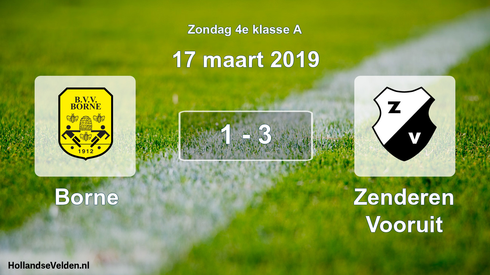 Total number of matches played: Borne - Zenderen Vooruit 1 - 3 (17 March 2019)