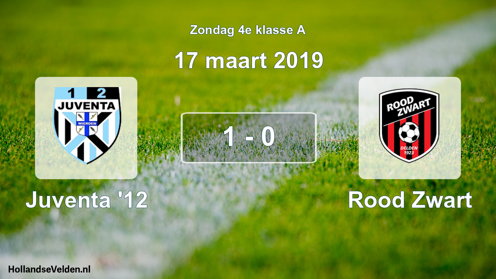 Total number of matches played: Juventa '12 - Rood Zwart 1 - 0 (17 March 2019)