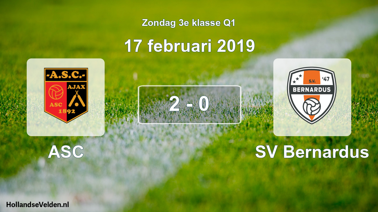 Total number of matches played: ASC - SV Bernardus 2 - 0 (17 February 2019)