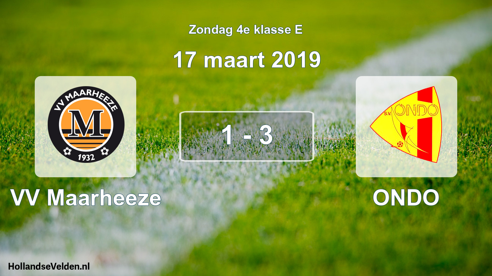 Total number of matches played: VV Maarheeze - ONDO 1 - 3 (17 March 2019)