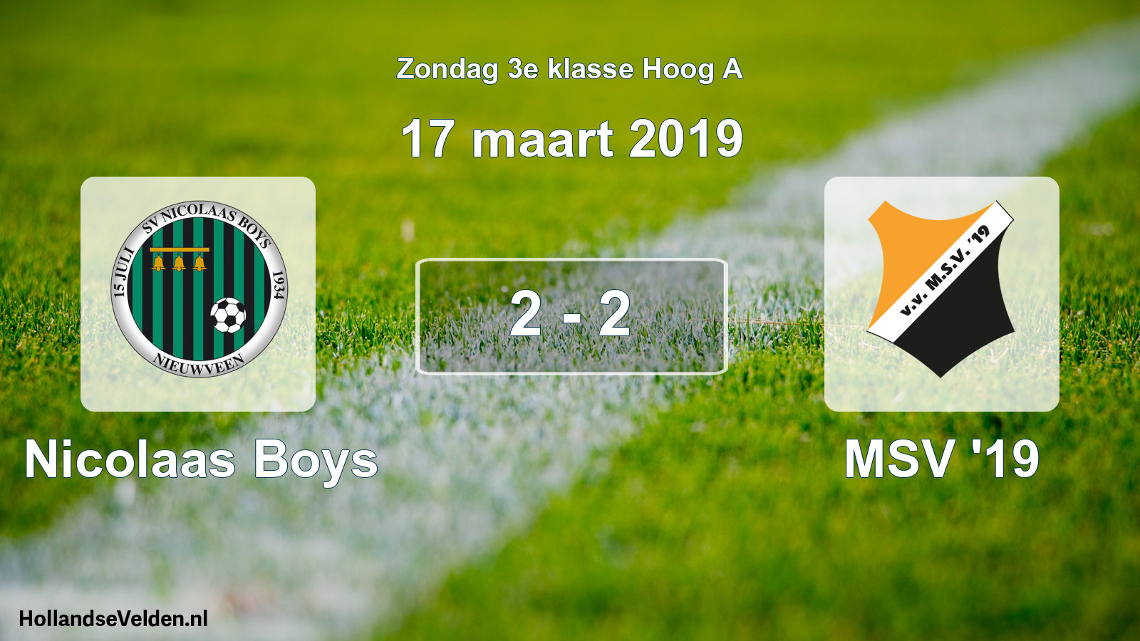 Total number of matches played: Nicolaas Boys - MSV '19 2 - 2 (17 March 2019)