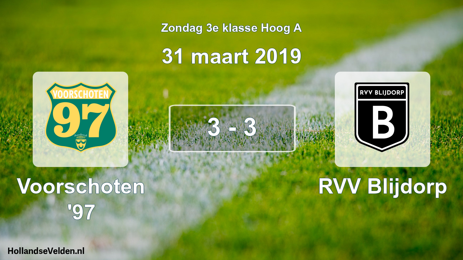 Total number of matches played: Voorschoten '97 - RVV Blijdorp 3 - 3 (31 March 2019)