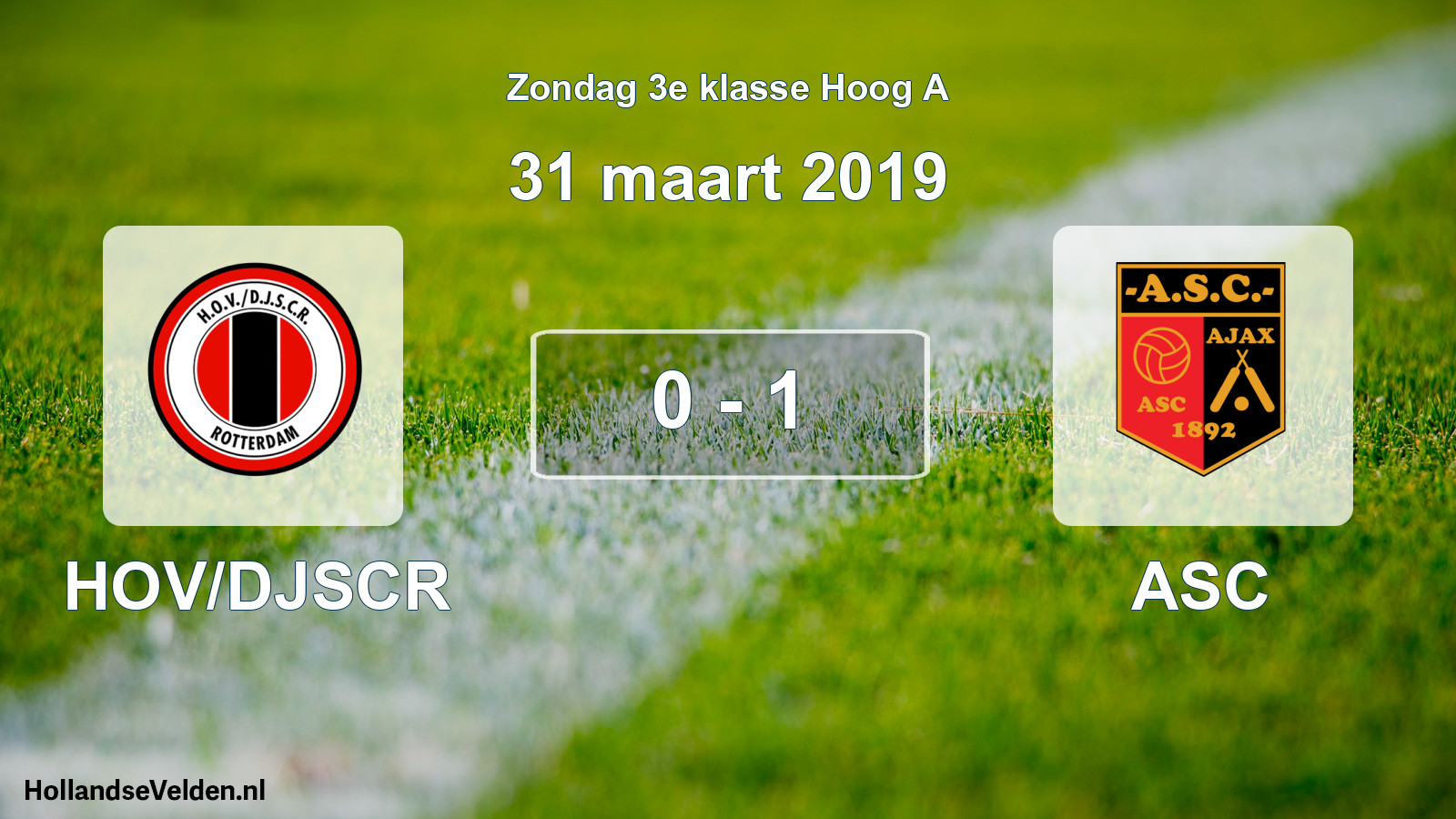 Total number of matches played: HOV/DJSCR - ASC 0 - 1 (31 March 2019)