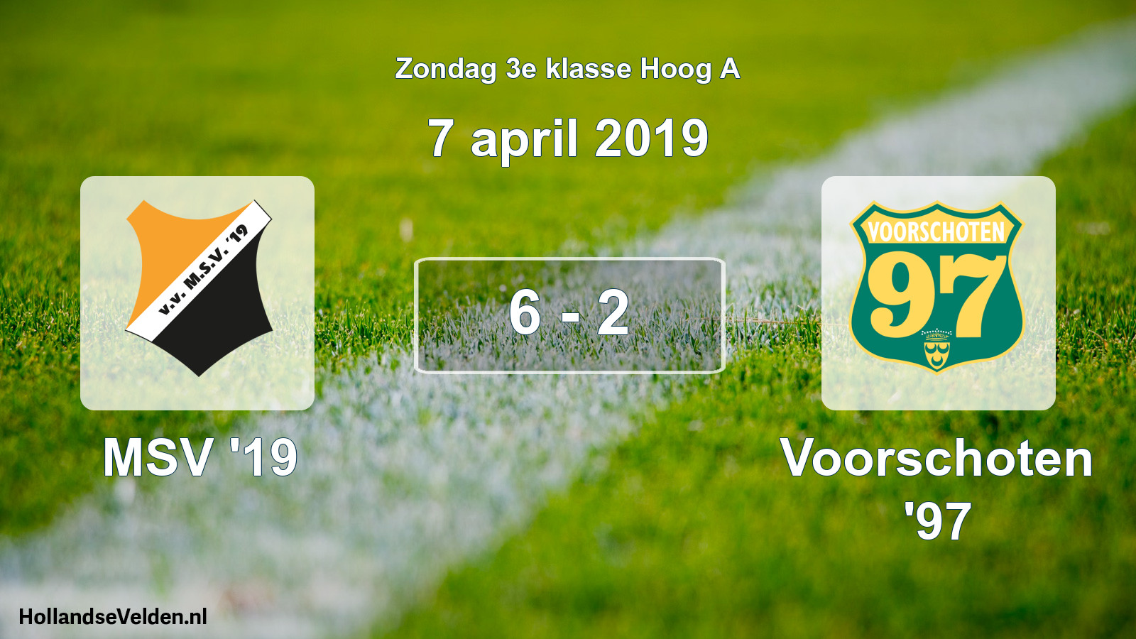 Total number of matches played: MSV '19 - Voorschoten '97 6 - 2 (7 April 2019)