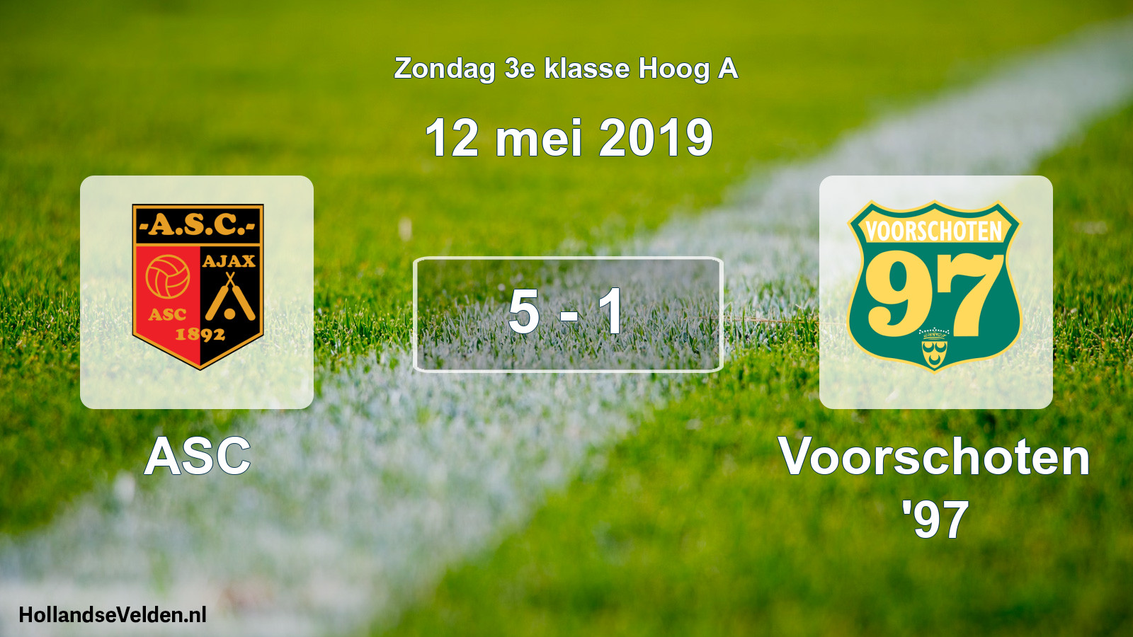 Total number of matches played: ASC - Voorschoten '97 5 - 1 (12 May 2019)