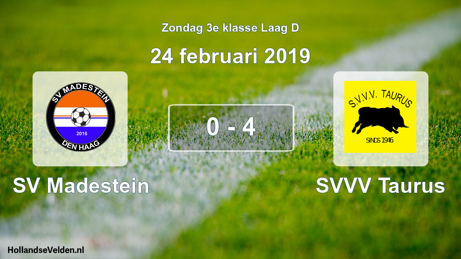 Total number of matches played: SV Madestein - SVVV Taurus 0 - 4 (24 February 2019)