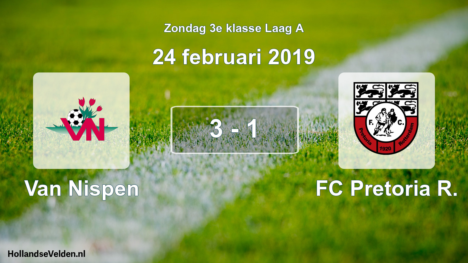 Total number of matches played: Van Nispen - FC Pretoria R. 3 - 1 (24 February 2019)