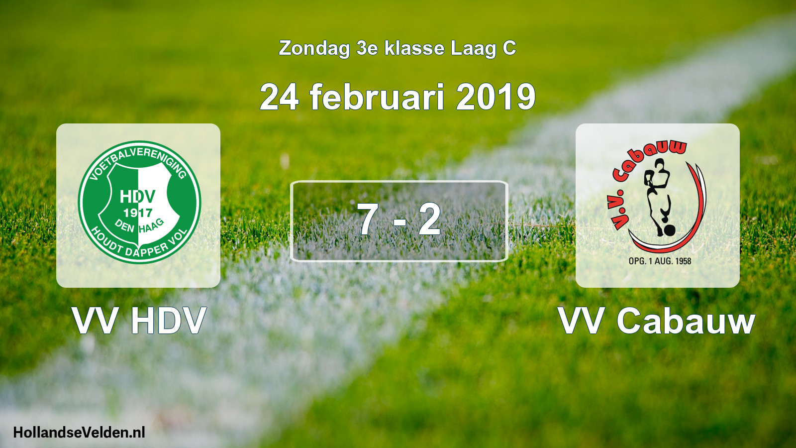 Total number of matches played: VV HDV - VV Cabauw 7 - 2 (24 February 2019)