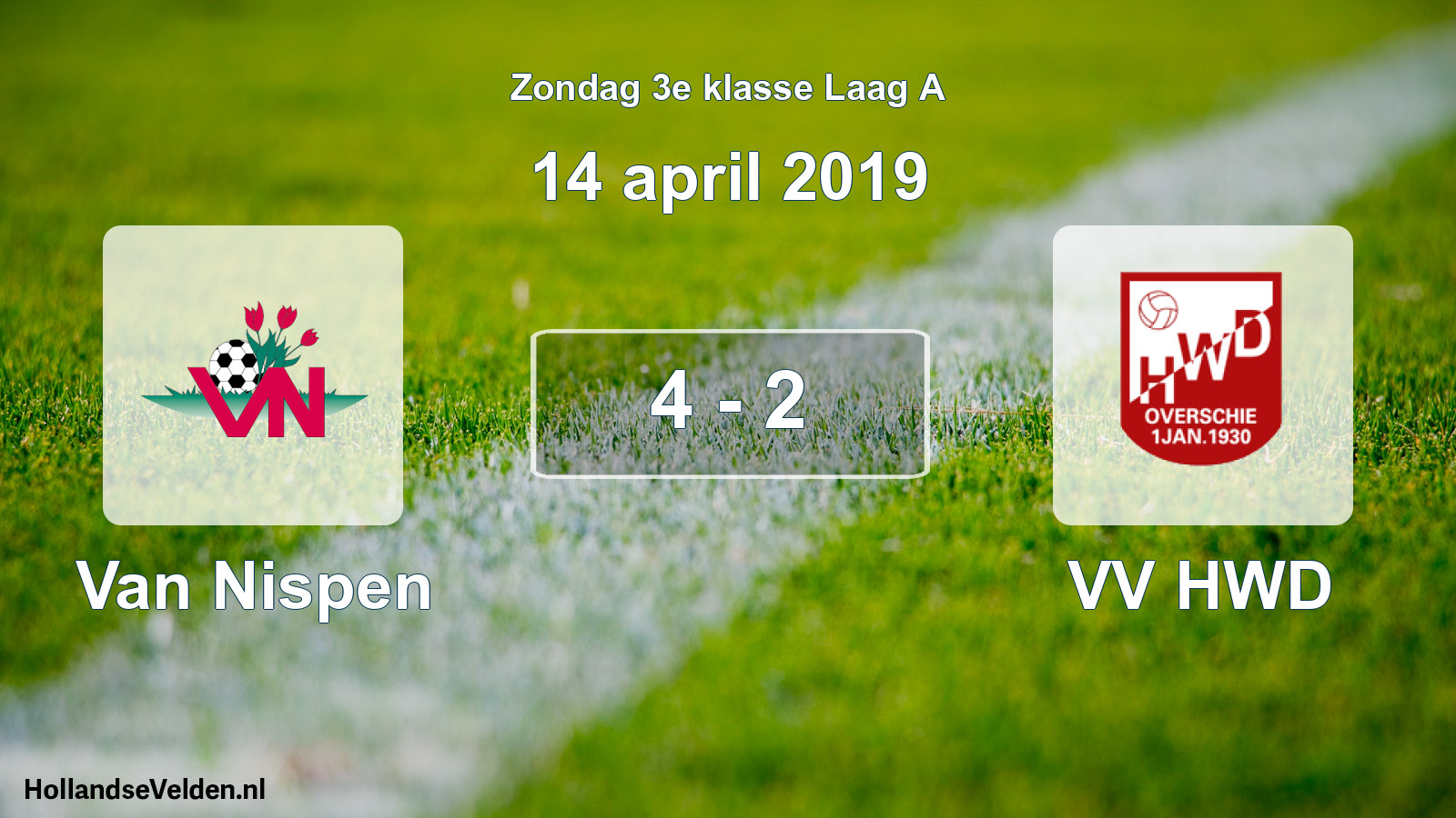Total number of matches played: Van Nispen - VV HWD 4 - 2 (14 April 2019)