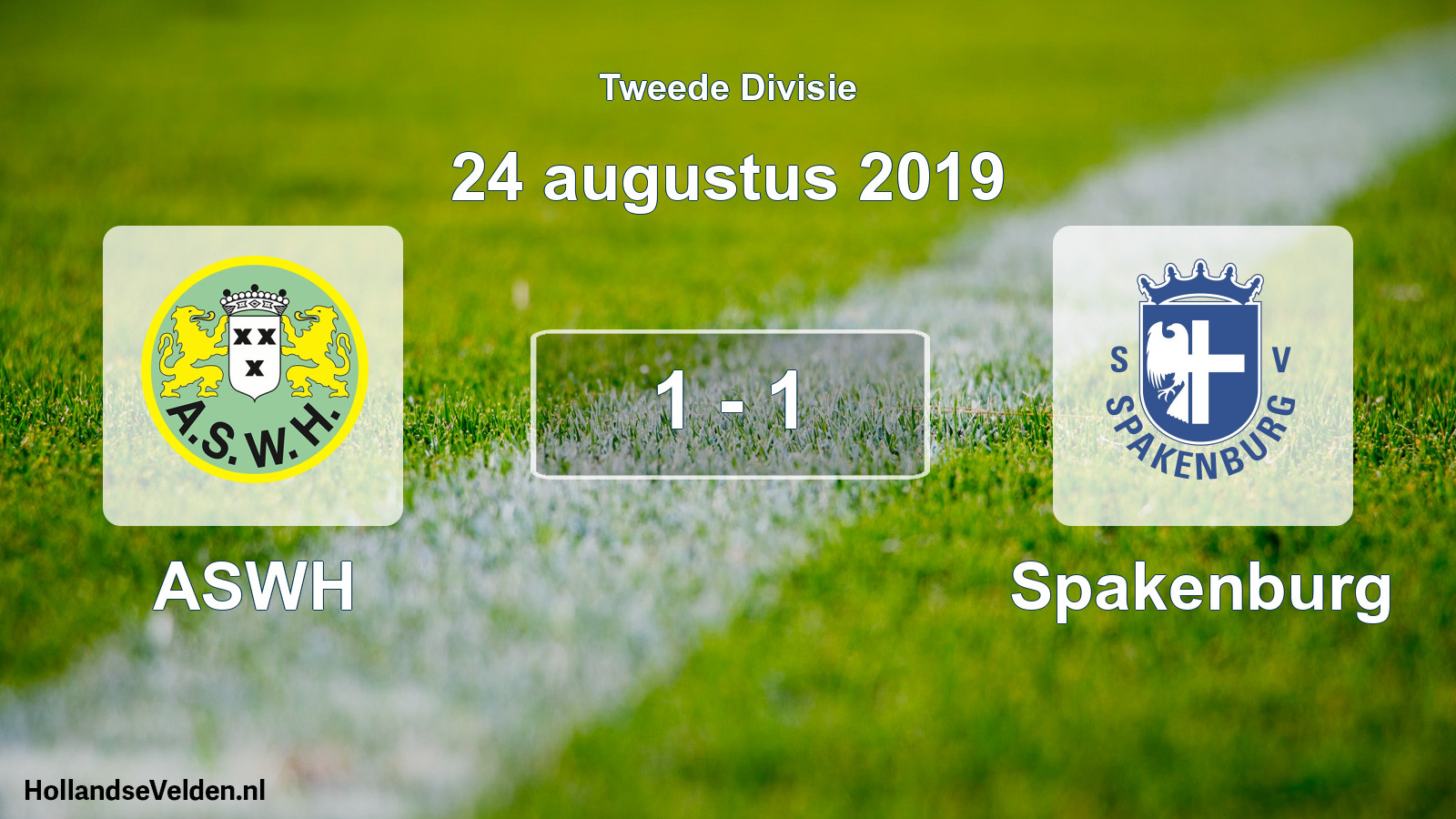 Total number of matches played: ASWH - Spakenburg 1 - 1 (24 August 2019)