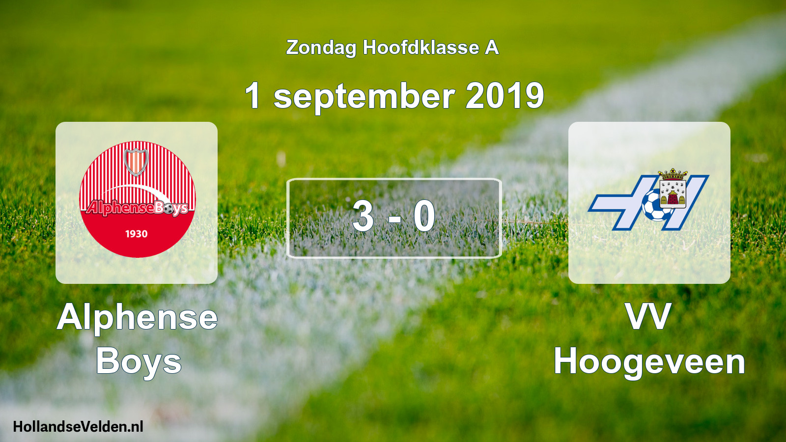 Total number of matches played: Alphense Boys - VV Hoogeveen 3 - 0 (1 September 2019)