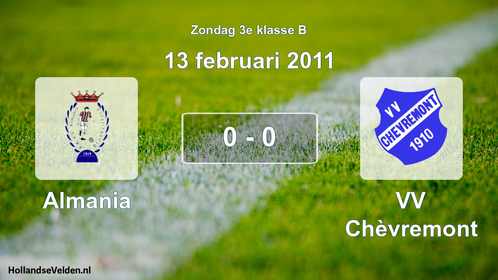 Total number of matches played: Almania - VV Chèvremont 0 - 0 (13 February 2011)