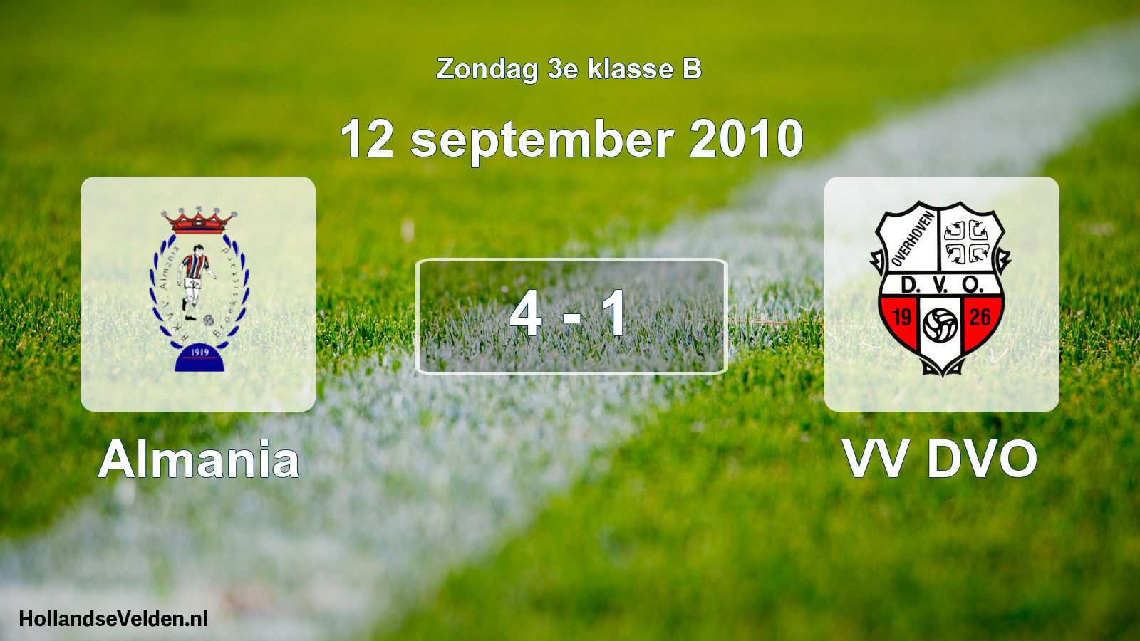 Total number of matches played: Almania - VV DVO 4 - 1 (12 September 2010)