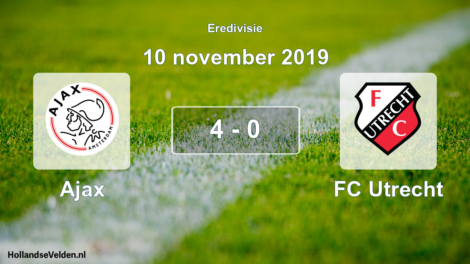 Total number of matches played: Ajax - FC Utrecht 4 - 0 (10 November 2019)