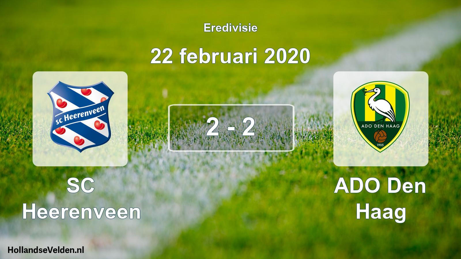 Total number of matches played: SC Heerenveen - ADO Den Haag 2 - 2 (22 February 2020)