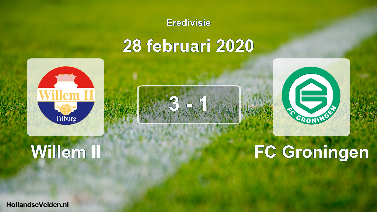 Total number of matches played: Willem II - FC Groningen 3 - 1 (28 February 2020)