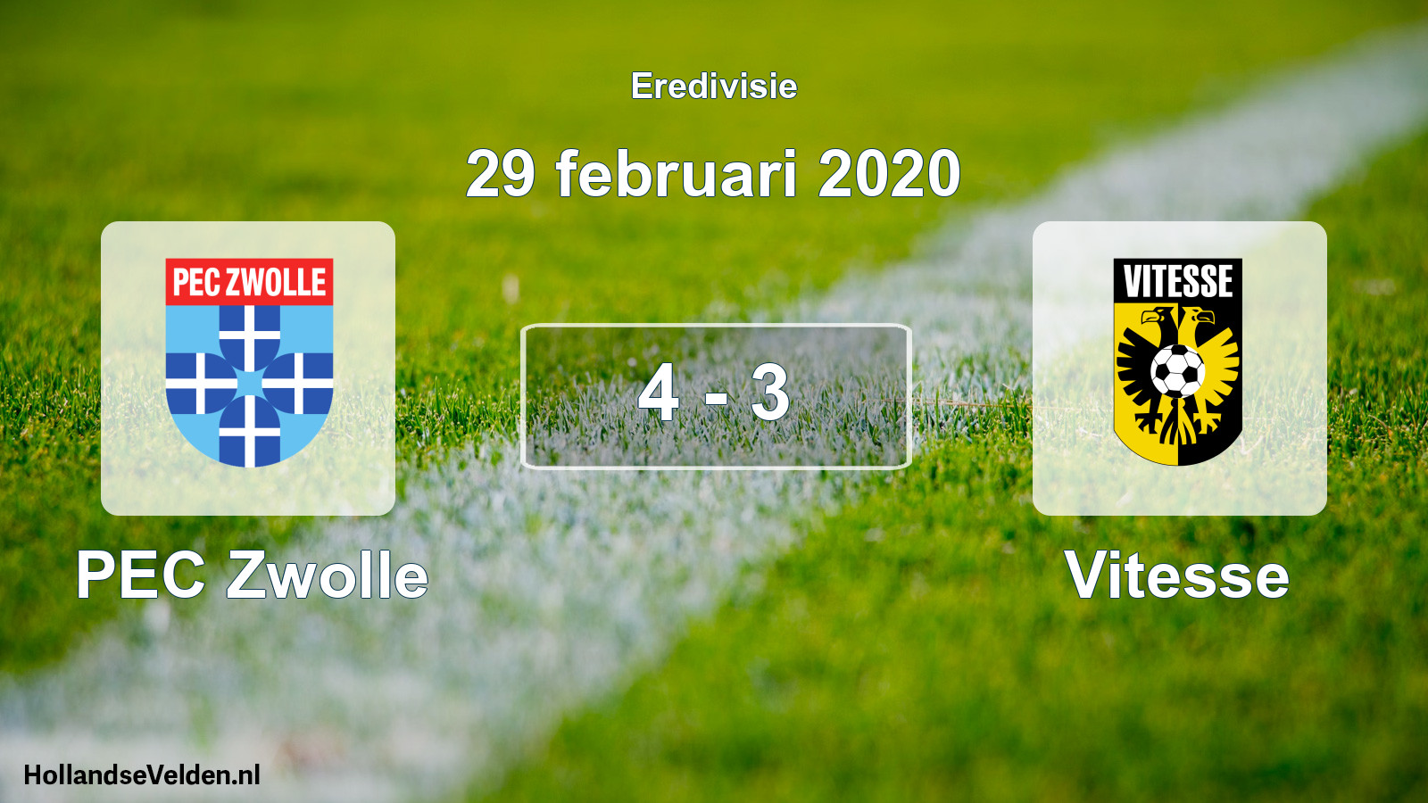Total number of matches played: PEC Zwolle - Vitesse 4 - 3 (29 February 2020)