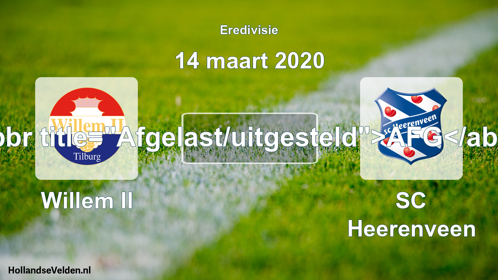 Scheduled Match: Willem II - SC Heerenveen (14 March 2020)