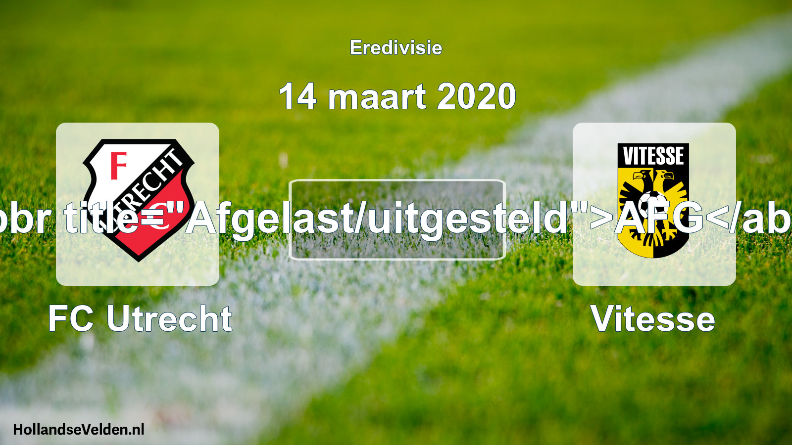 Scheduled Match: FC Utrecht - Vitesse (14 March 2020)