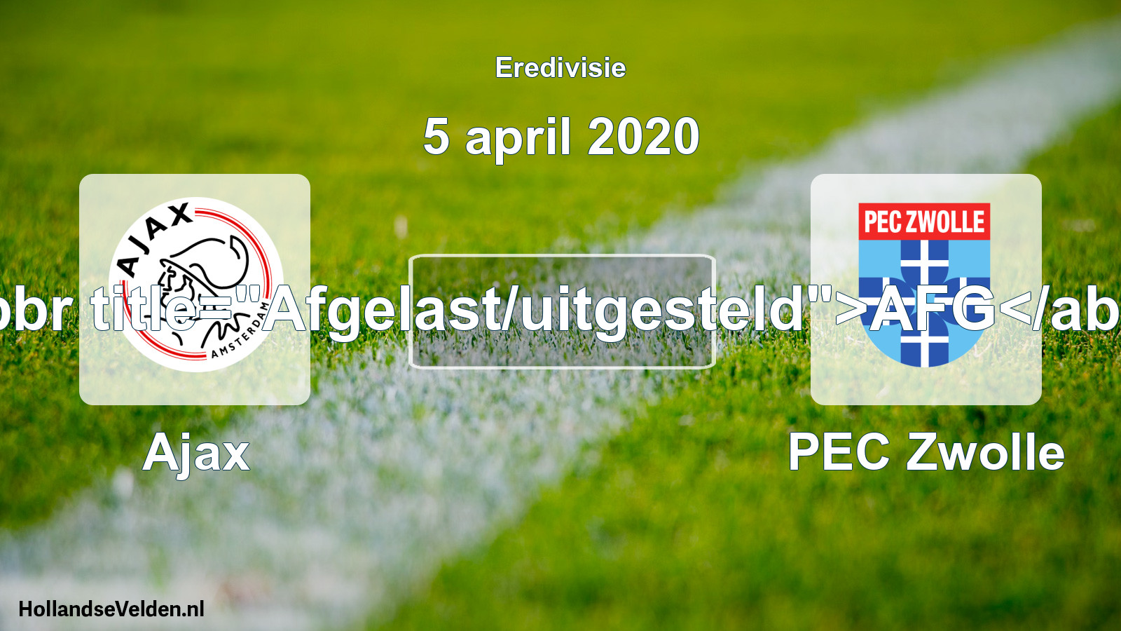 Scheduled Match: Ajax - PEC Zwolle (5 April 2020)