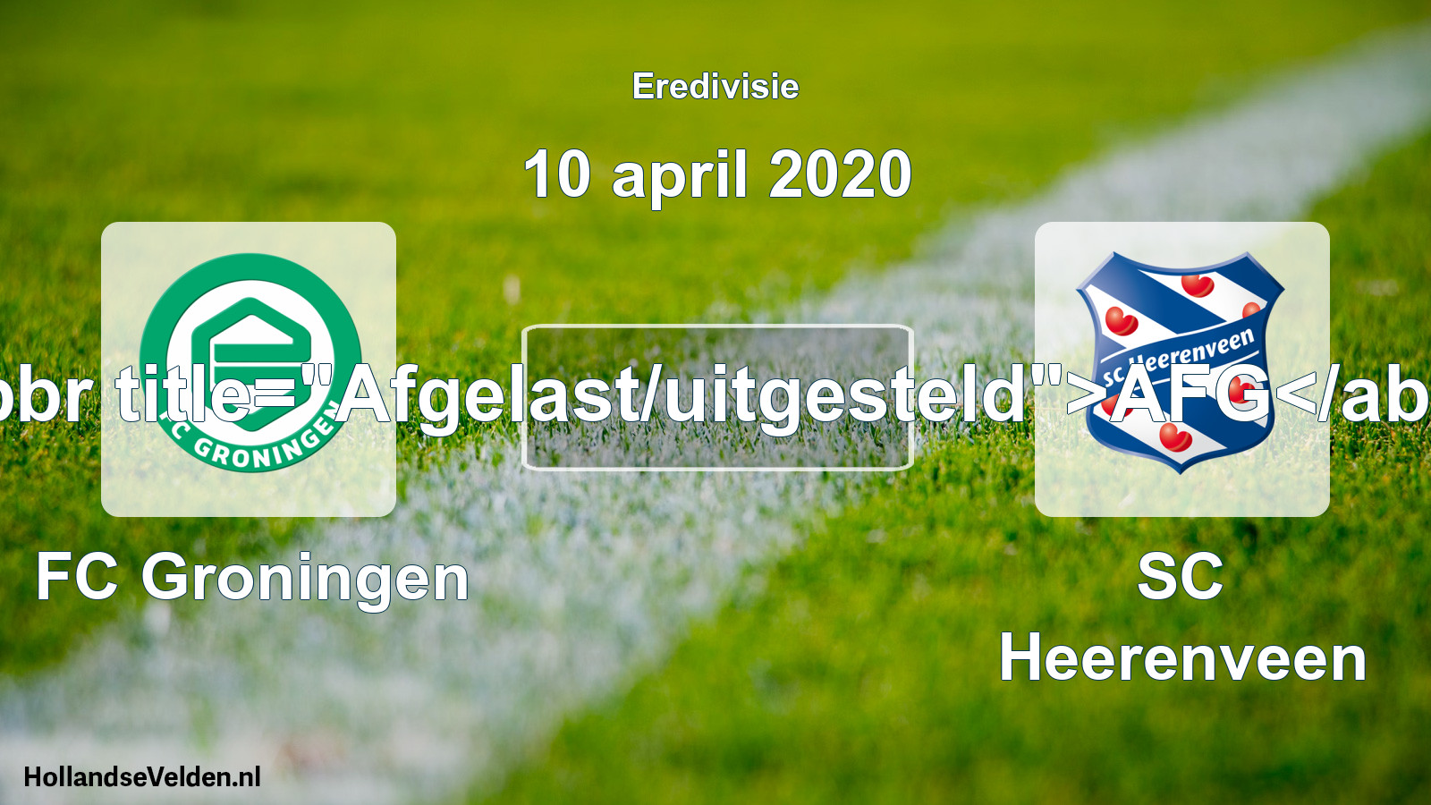Scheduled Match: FC Groningen - SC Heerenveen (10 April 2020)