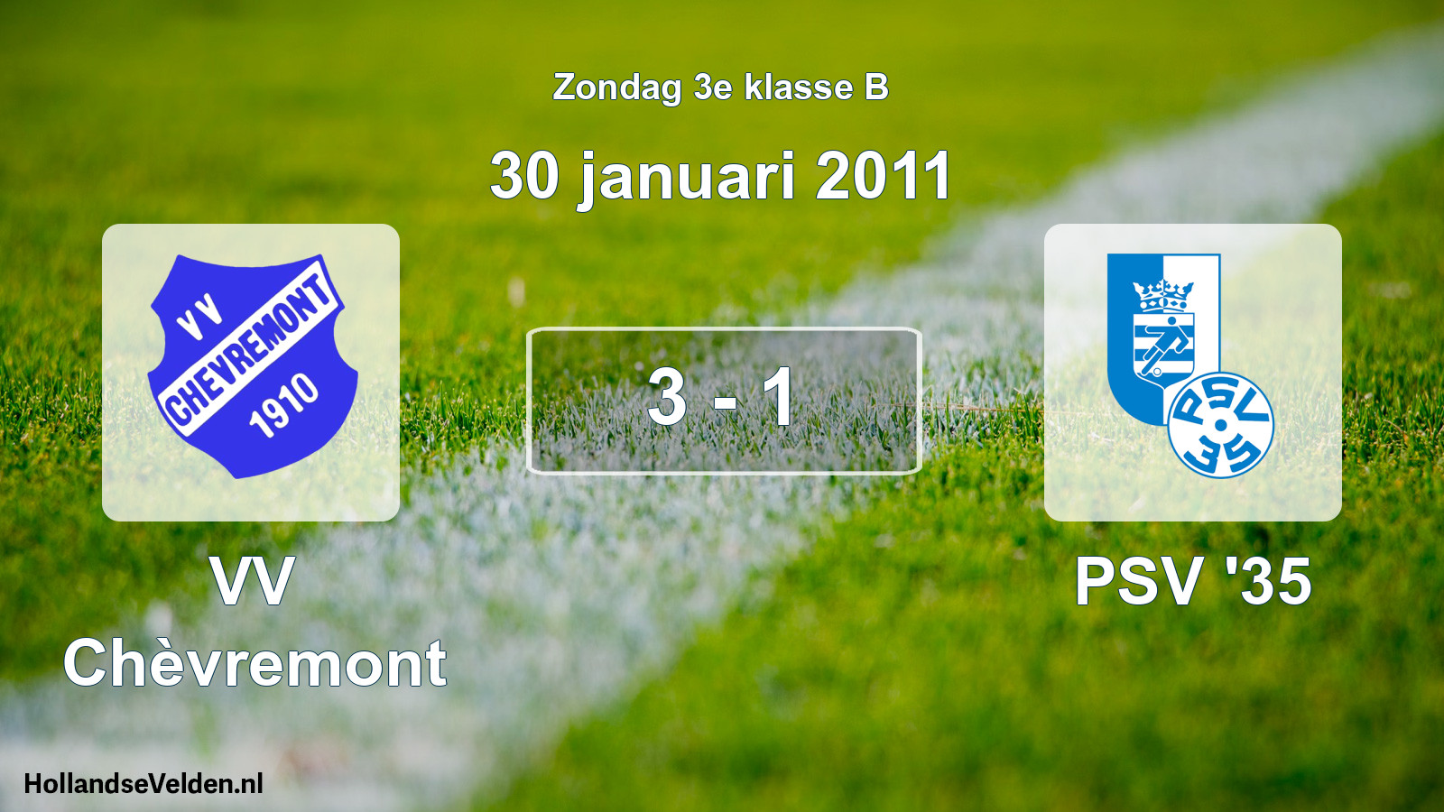 Total number of matches played: VV Chèvremont - PSV '35 3 - 1 (30 January 2011)