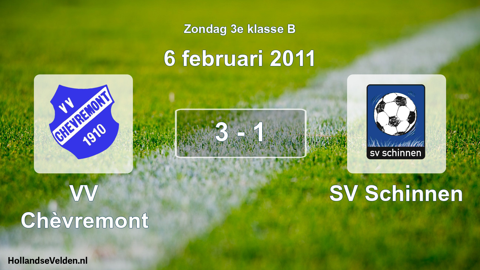Total number of matches played: VV Chèvremont - SV Schinnen 3 - 1 (6 February 2011)