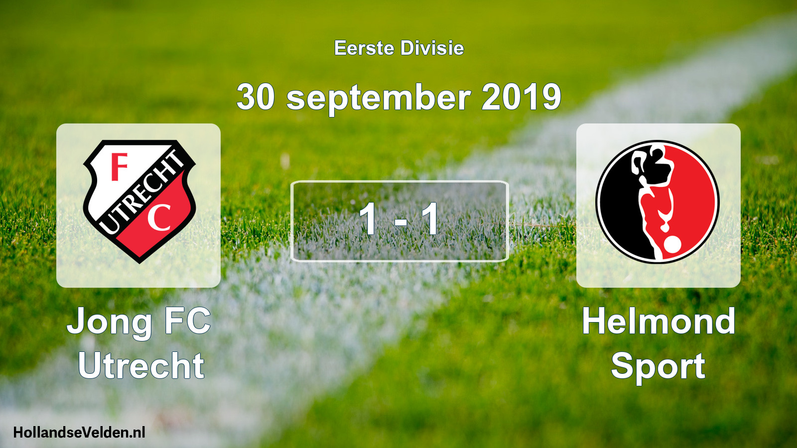 Total number of matches played: Jong FC Utrecht - Helmond Sport 1 - 1 (30 September 2019)