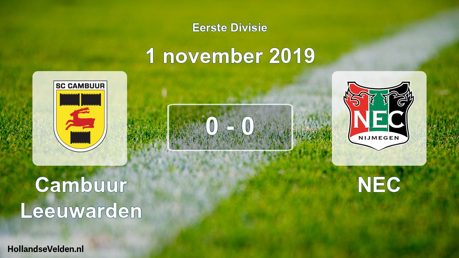 Total number of matches played: Cambuur Leeuwarden - NEC 0 - 0 (1 November 2019)