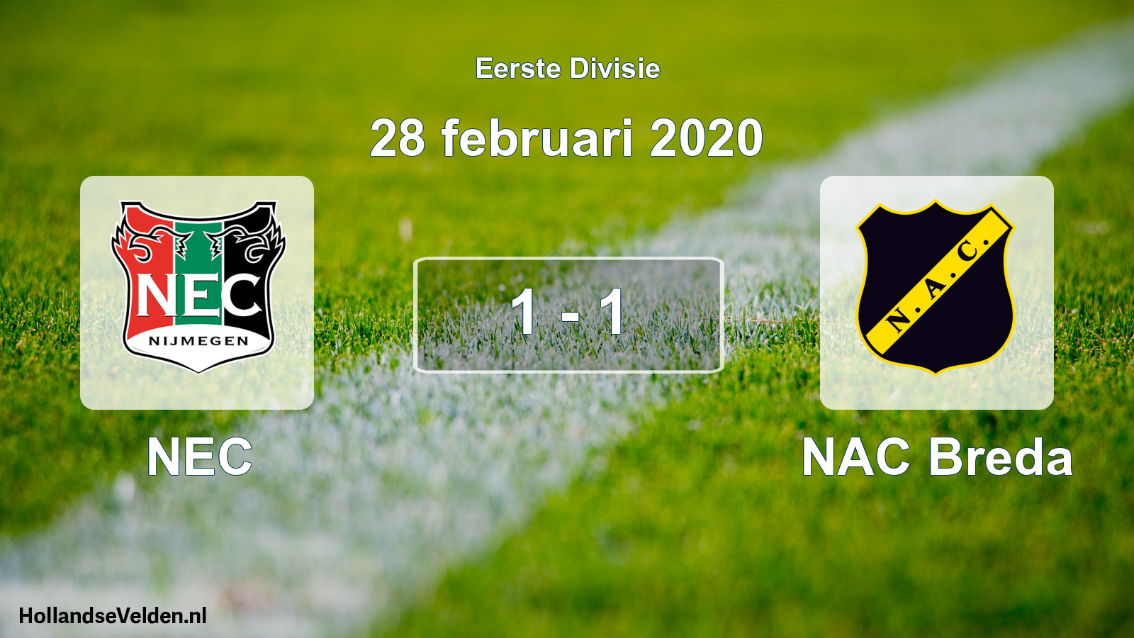 Total number of matches played: NEC - NAC Breda 1 - 1 (28 February 2020)