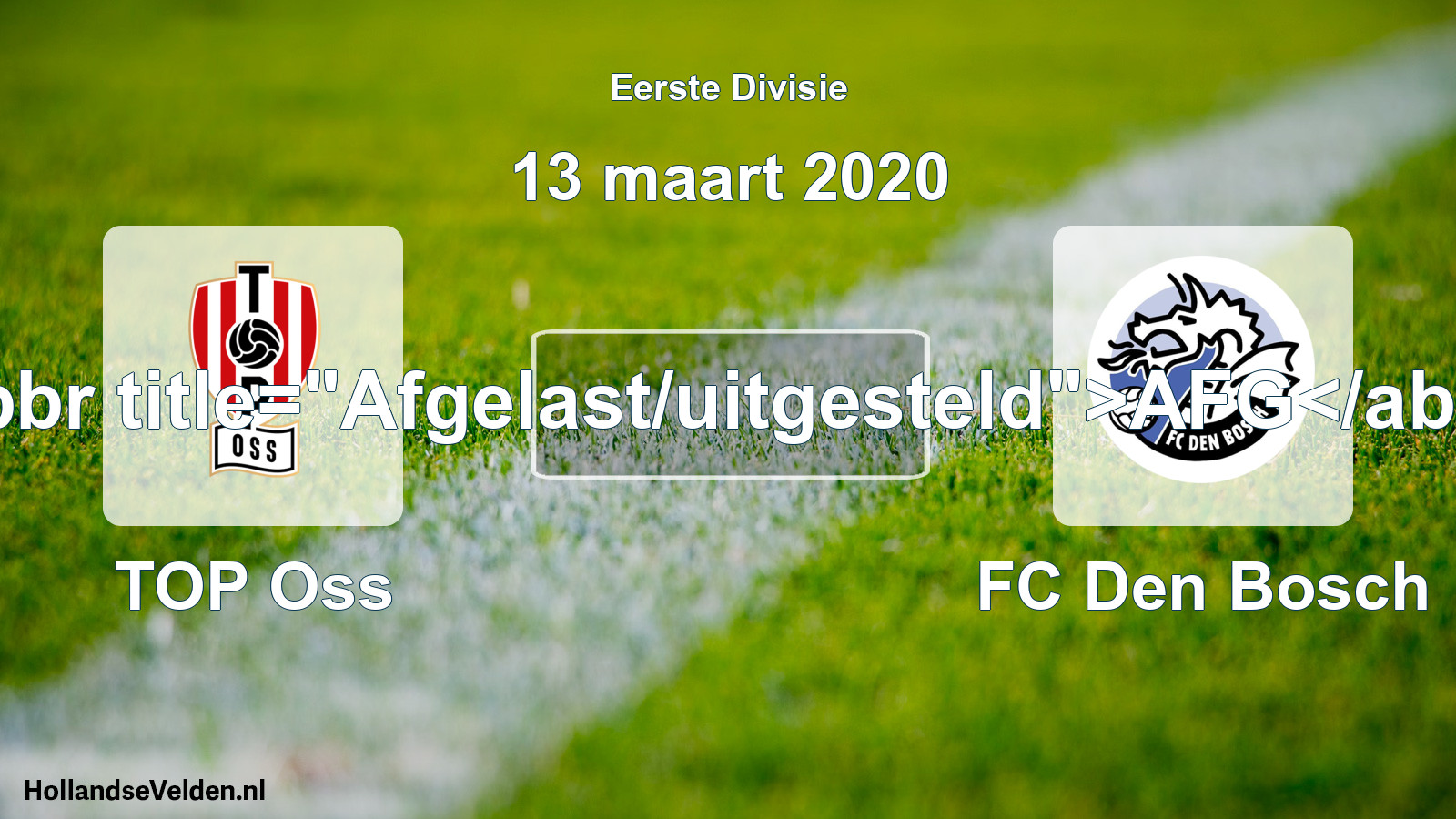 Scheduled Match: TOP Oss - FC Den Bosch (13 March 2020)