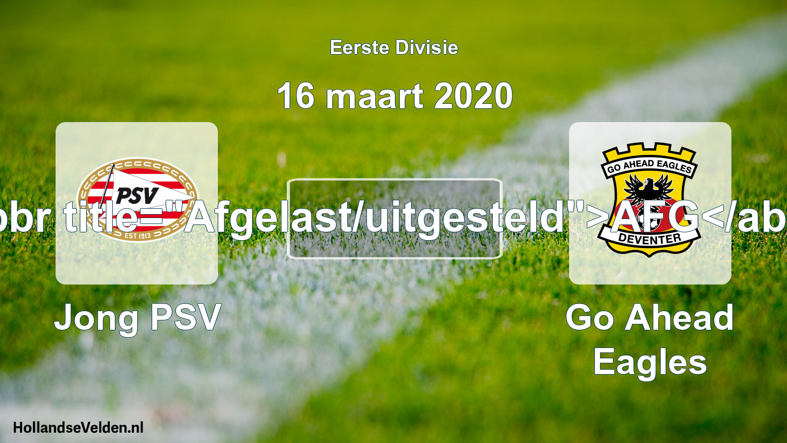 Scheduled Match: Jong PSV - Go Ahead Eagles (16 March 2020)