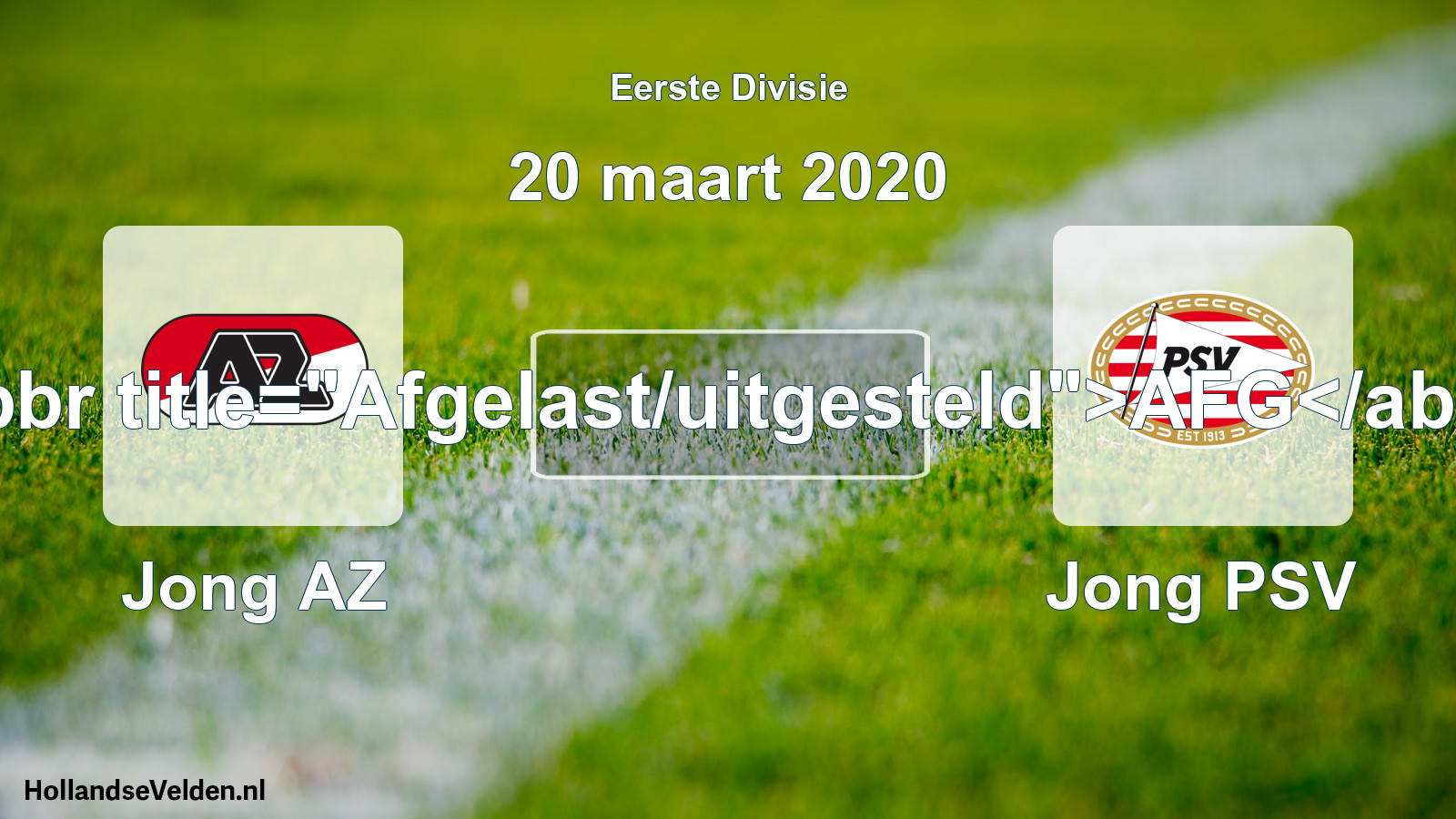 Scheduled Match: Jong AZ - Jong PSV (20 March 2020)