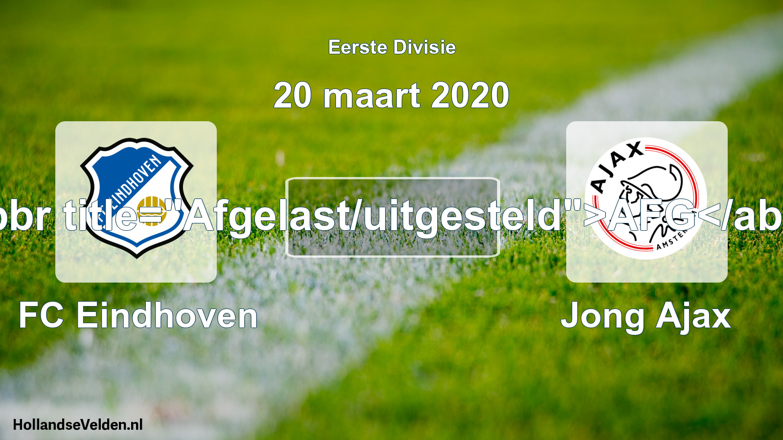 Scheduled Match: FC Eindhoven - Jong Ajax (20 March 2020)