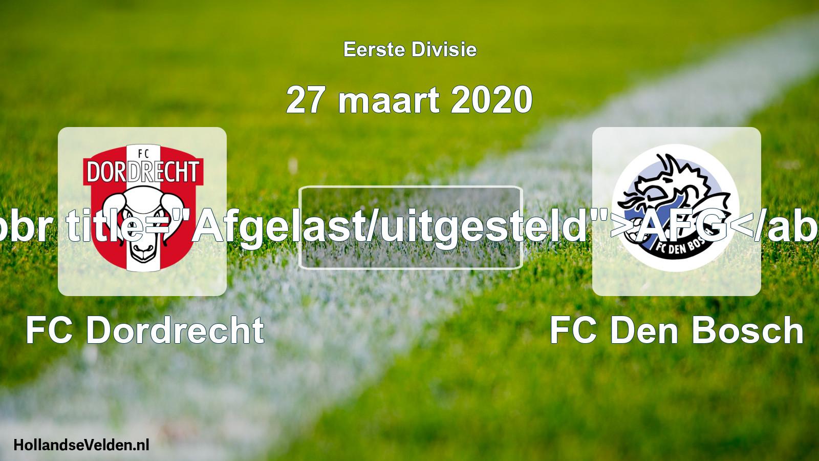 Scheduled Match: FC Dordrecht - FC Den Bosch (27 March 2020)