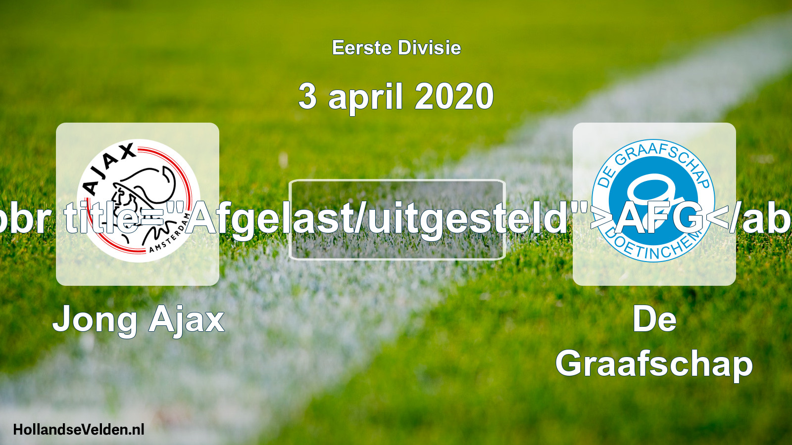 Scheduled Match: Jong Ajax - De Graafschap (3 April 2020)