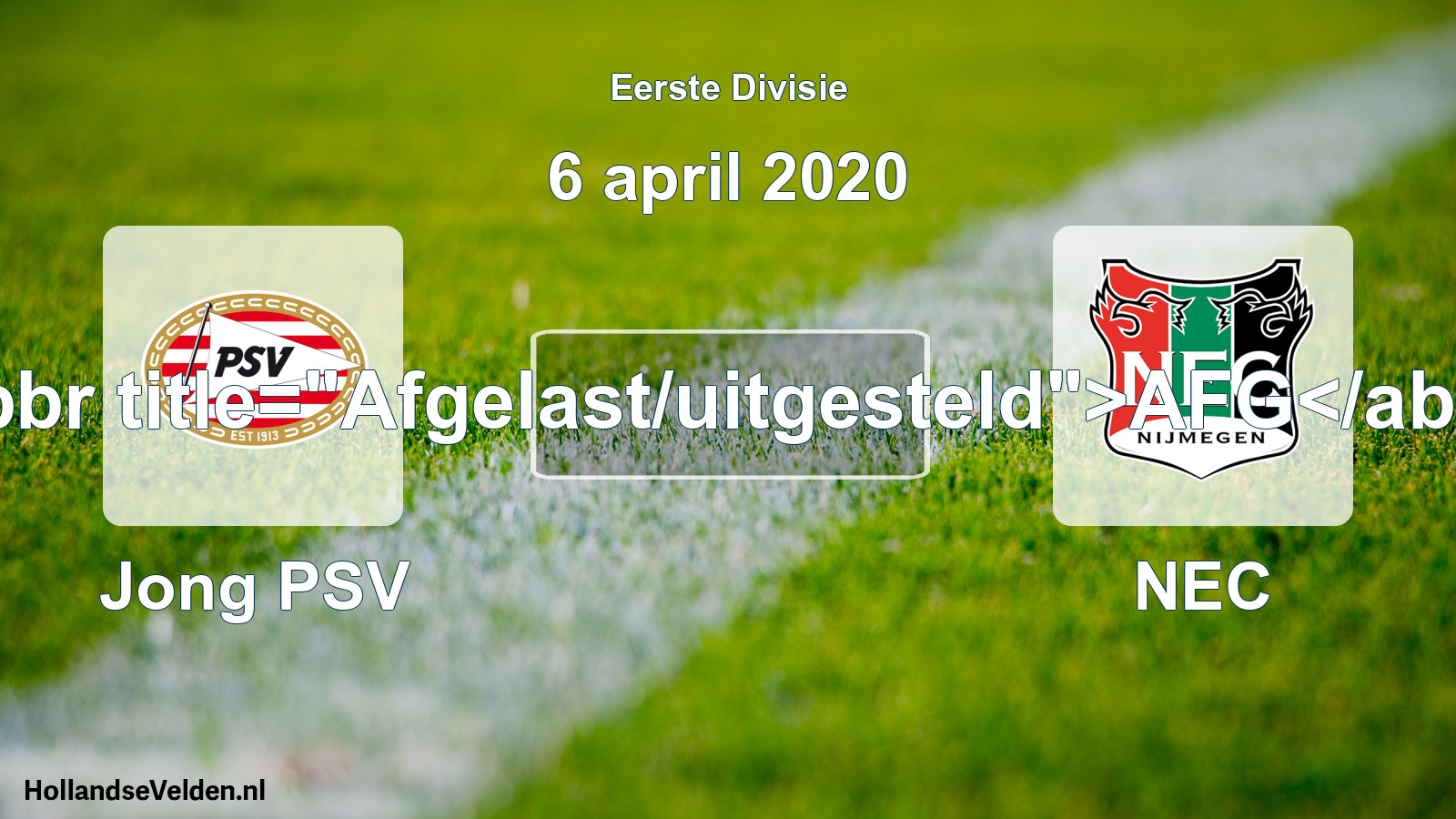 Scheduled Match: Jong PSV - NEC (6 April 2020)