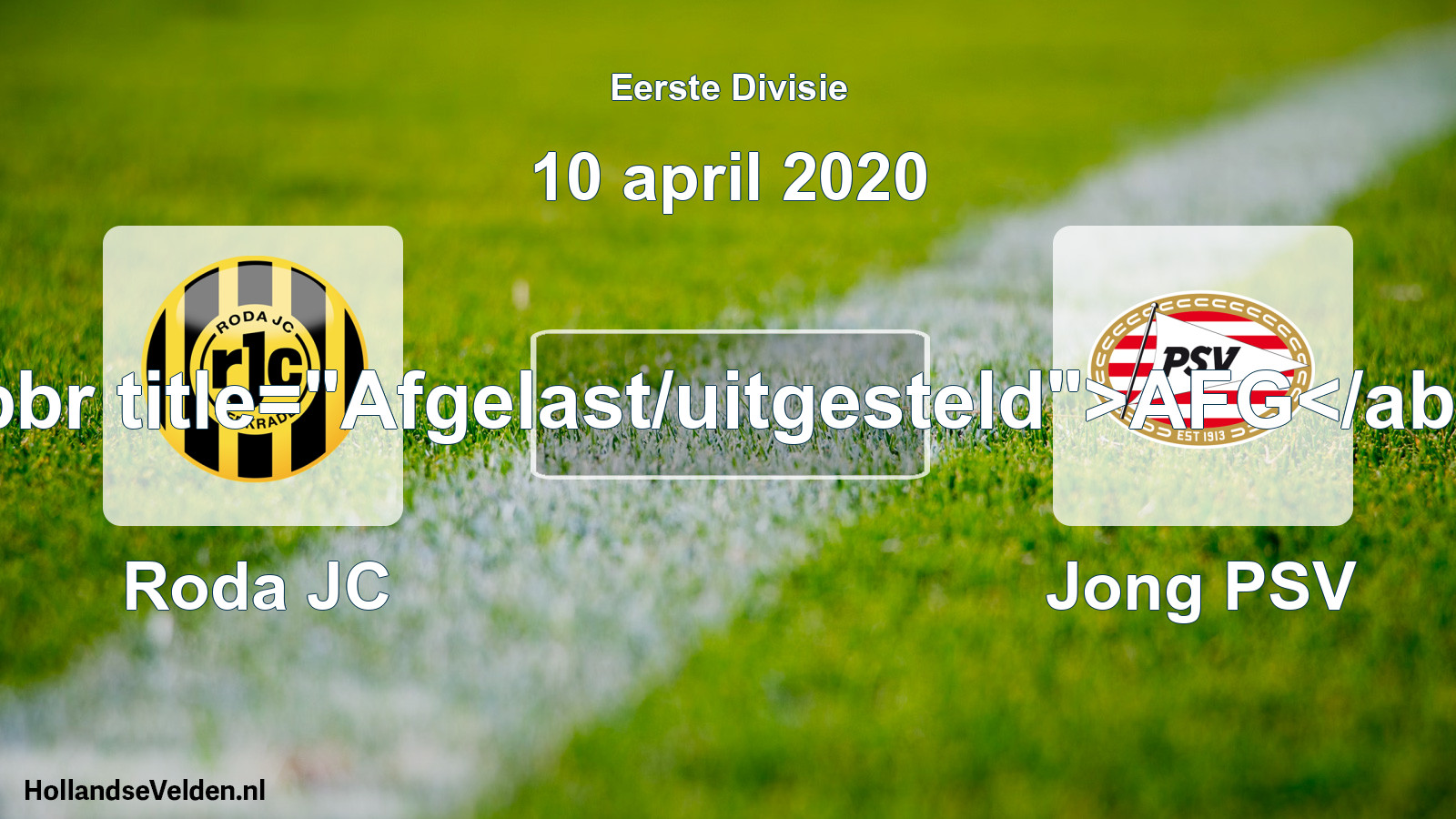 Scheduled Match: Roda JC - Jong PSV (10 April 2020)