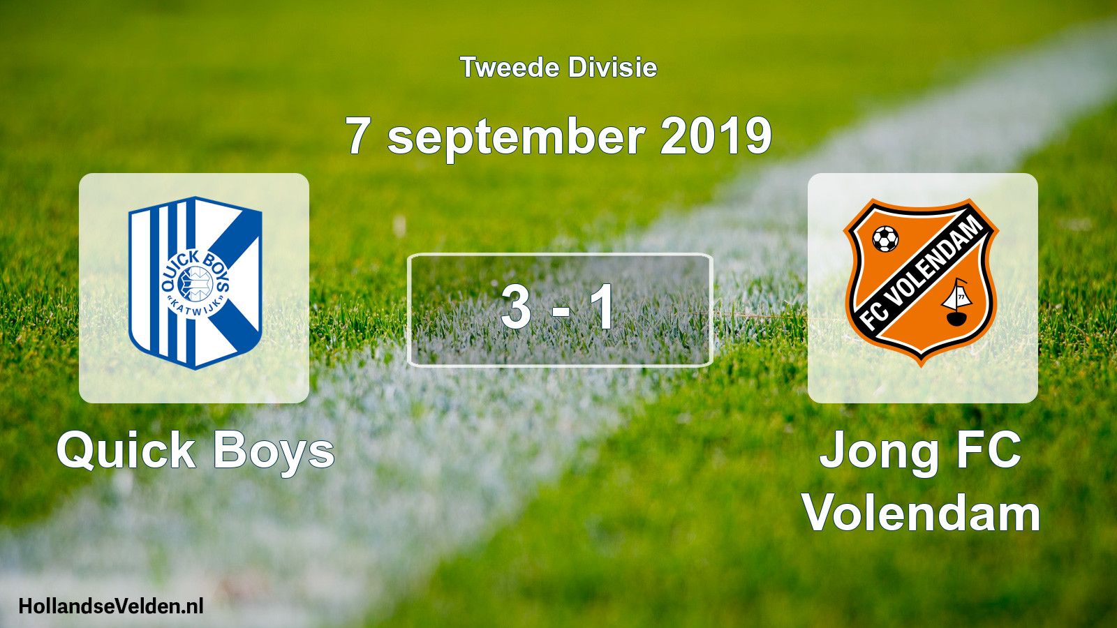 Total number of matches played: Quick Boys - Jong FC Volendam 3 - 1 (7 September 2019)