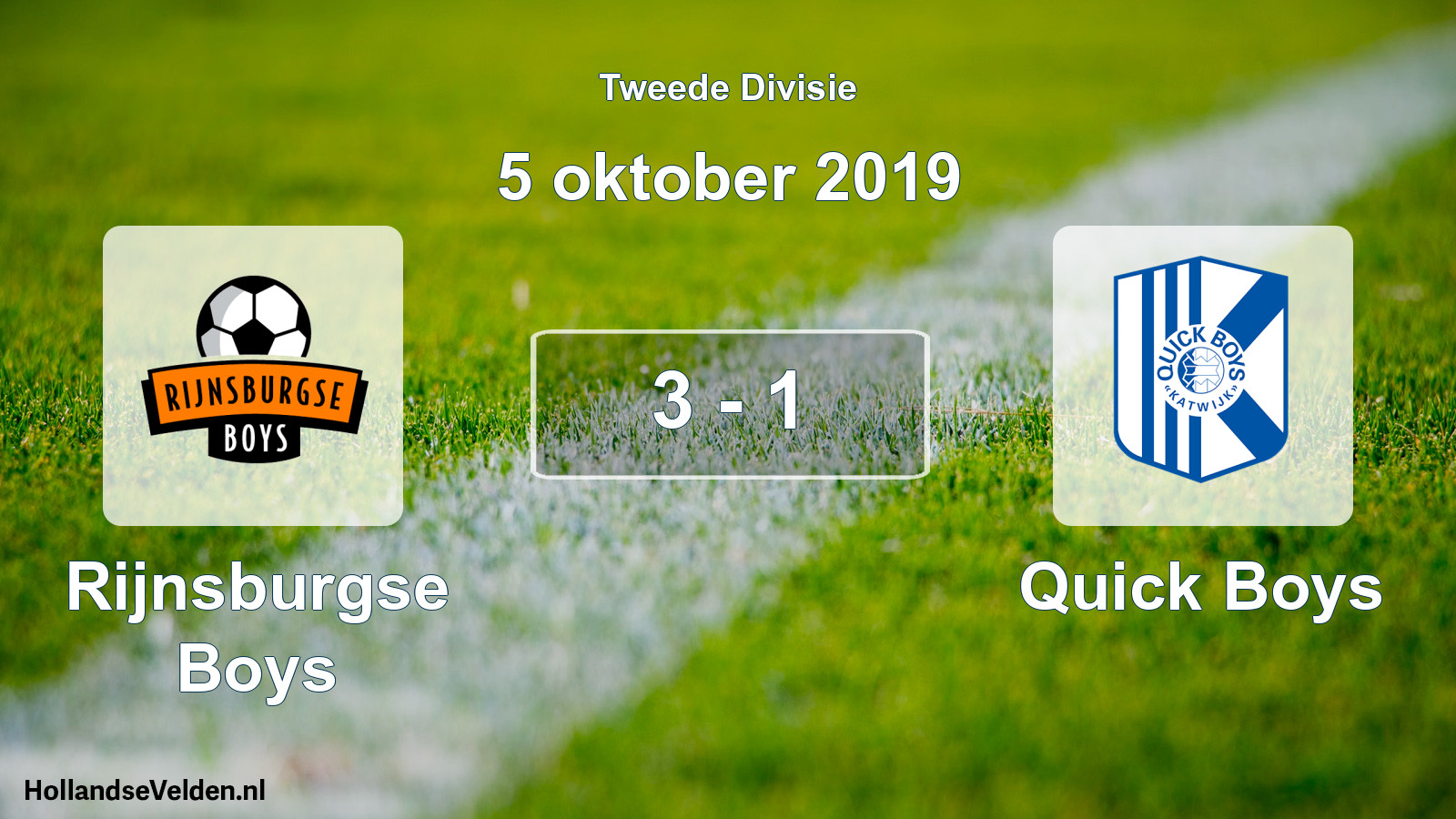 Total number of matches played: Rijnsburgse Boys - Quick Boys 3 - 1 (5 October 2019)