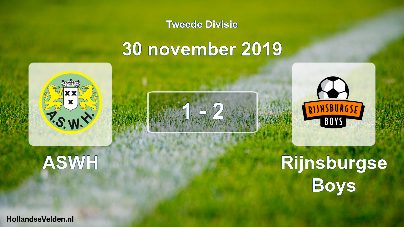 Total number of matches played: ASWH - Rijnsburgse Boys 1 - 2 (30 November 2019)