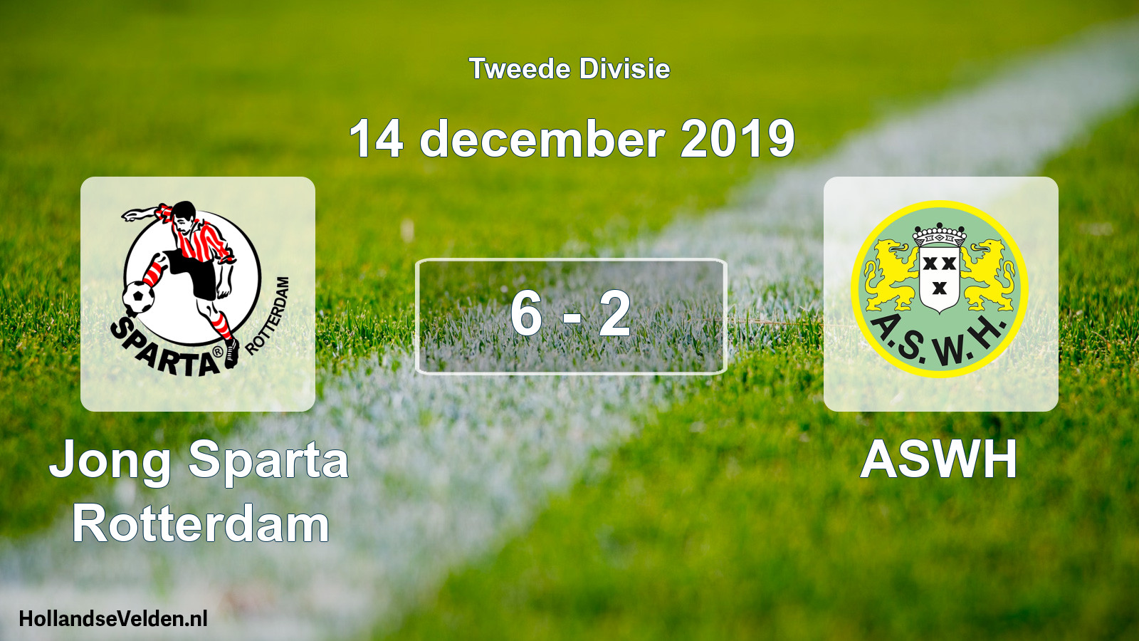 Total number of matches played: Jong Sparta Rotterdam - ASWH 6 - 2 (14 December 2019)