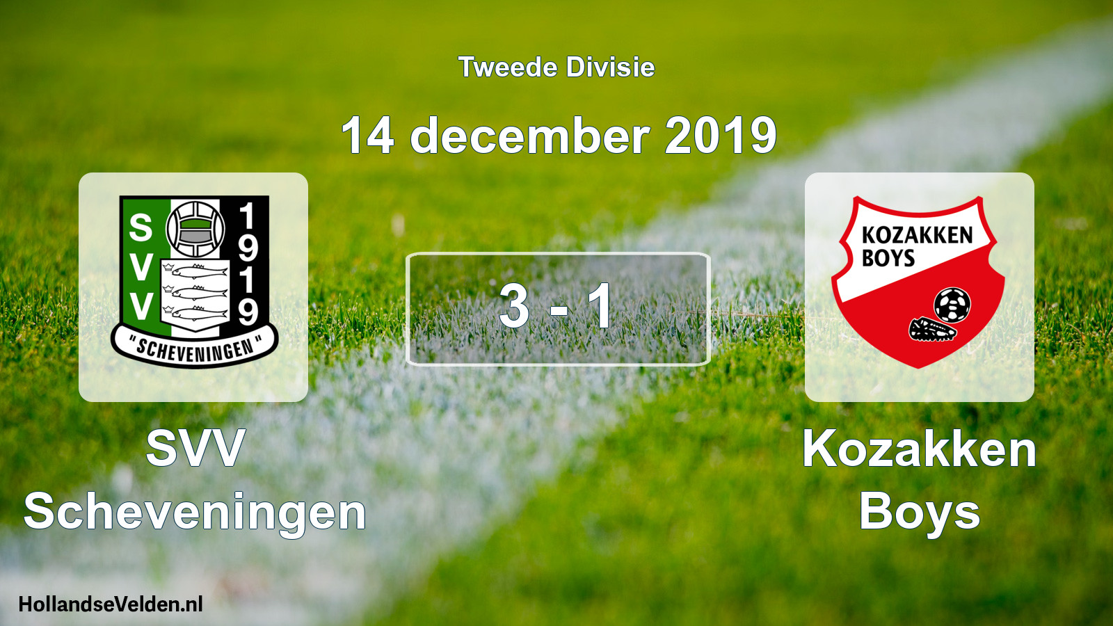 Total number of matches played: SVV Scheveningen - Kozakken Boys 3 - 1 (14 December 2019)